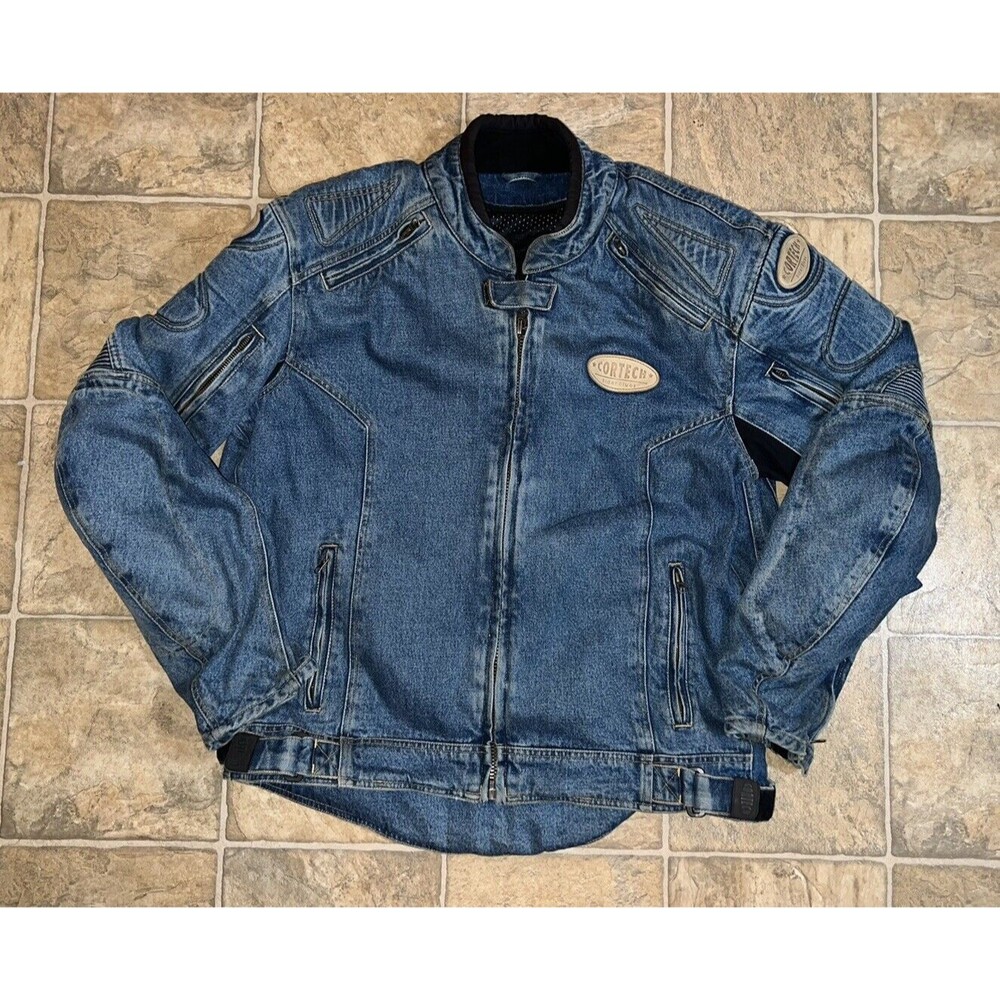 Cortech Motorcycle Jacket Mens Large 44 Denim Jean Armored DSX  a1